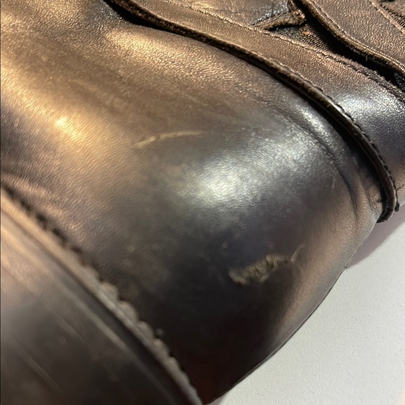 Aquatalia Shoes Black Leather Pull On Zip Knee High Boots - Picture 9 of 13